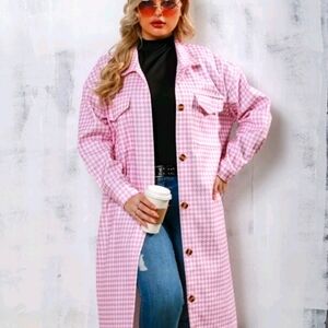 New Shein Curve houndstooth trench coat